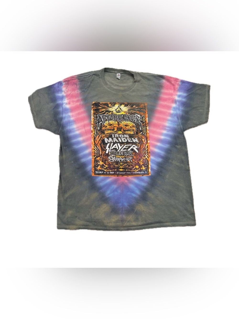 AfterShock 2024 Tee 2XL Iron Maiden Slipknot Motley Crue Slayer Pantera Tie Dye